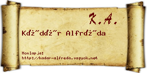 Kádár Alfréda névjegykártya